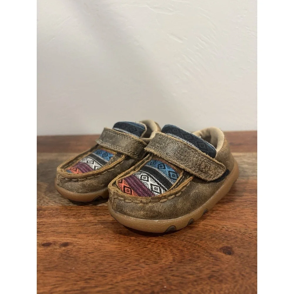 Twisted X Baby Shoes Toddler Bomber Serape Driving Moc Leather 4M Western Cowboy